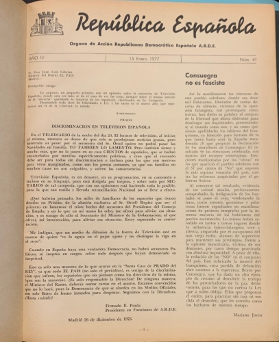 Portada de Republica Espa�ola. Acci�n Republicana Democr�tica Espa�ola. A. R. D. E. 1794-1977