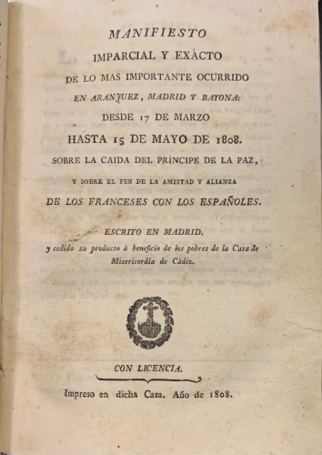 Portada de Conjunto de Impresos sobre la Guerra de la Independencia Espa�ola. 