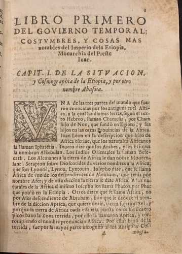 Portada de Historia Eclesiastica, pol�tica, natural y moral de los grandes y remotos reynos de la Etiopia, Monarchia del Emperador llamado Preste Iuan de las Indias  - Luis de Urreta