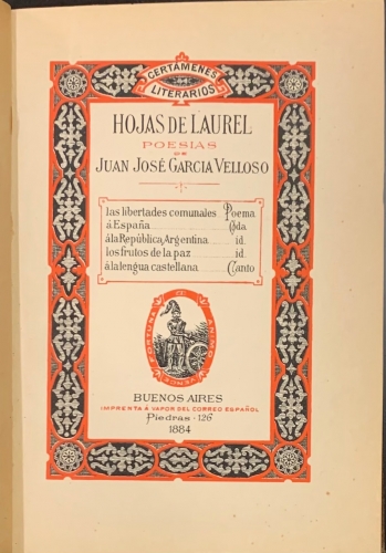Portada de Hojas de Laurel. Poes�as.  - Juan Jos� Garc�a Velloso