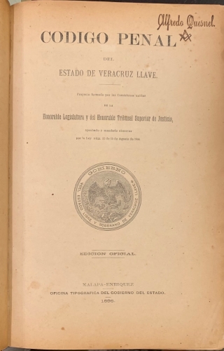 Portada de Codigo Penal del Estado de Veracruz Llave. Codigo de Procedimientos Penales del Estado de Veracruz Llave. C�digo Civil del Estado de Veracruz Llave. Codigo de Procedimientos Civiles del Estado de Veracruz Llave. 