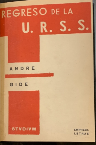 Portada de Regreso de la U. R. S. S.  - Andr� Gide