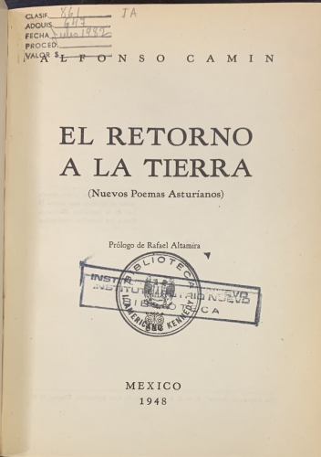 Portada de El Retorno a la TIerra. Nuevos poemas asturianos - Alfonso Camin