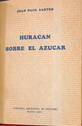 Portada de Huracan sobre el Azucar - Jean Paul Sartre