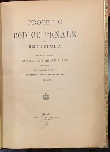 Portada de Progetto di Codice Penale pel Regno D' Italia