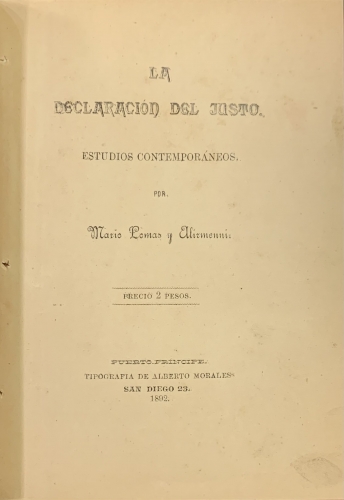 Portada de La Declaraci�n del Justo. Estudios Contempor�neos - Mario Lomas y Alirmenni