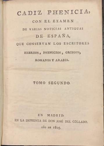 Portada de Cadiz Phenicia. Tomo II.  - Gaspar Ib��ez de Segovia Peralta y Mendoza