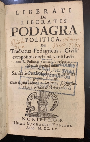 Portada de Liberati de Liberatis Podagra Politica