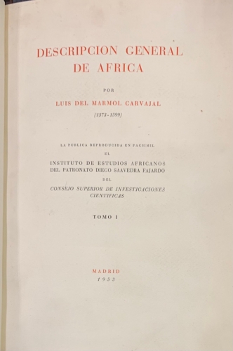 Portada de Descripci�n General de Africa - Luis del Marmol Carvajal. 