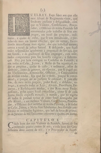 Portada de Ordenanzas dadas por el Rey de Portugal Jose I en 1754