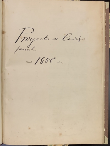 Portada de Proyecto de C�digo Penal A�o 1886