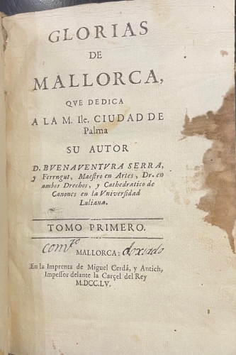 Portada de Glorias de Mallorca - Buenaventura Serra y Ferragut