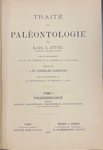 Portada de Trait� de Paleontologie - Karl A. Zittel