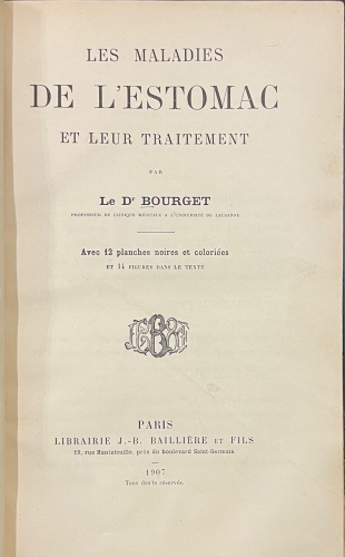 Portada de Les Maladies de L'Estomac et leur Traitement - Bourget