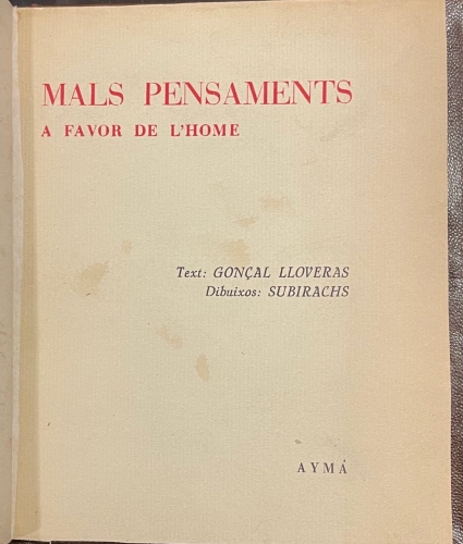 Portada de Mals Pensaments a favor de L'Home - Gon�al Lloveras