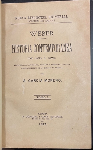 Portada de Historia Contempor�nea (de 1830 a 1872) - Weber