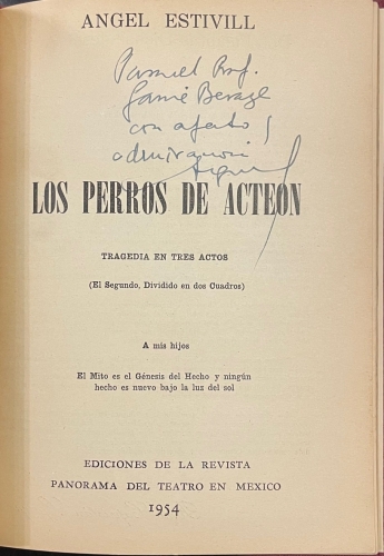 Portada de Los Perros de Acteon. Tragedia en tres actos - Angel Estivill