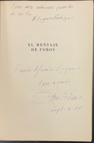 Portada de El Mensaje de Fobos - Arturi Gutierrez Arias. Irene G. de Lanz