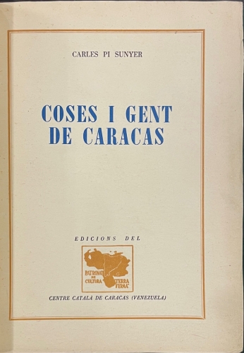 Portada de Coses i Gent de Caracas - Carles Pi Sunyer