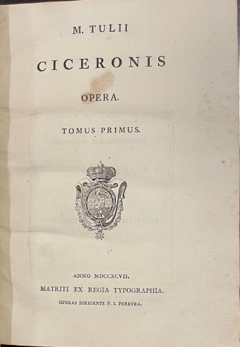 Portada de M. Tulii Ciceronis Opera - Ciceron
