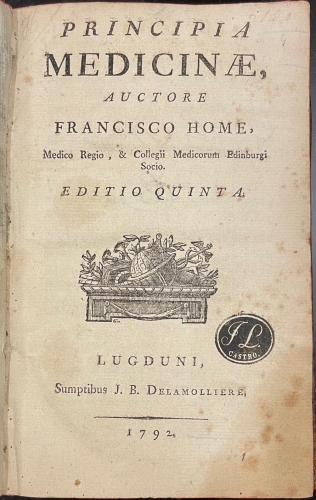 Portada de Principia Medicinae - Francisco Home