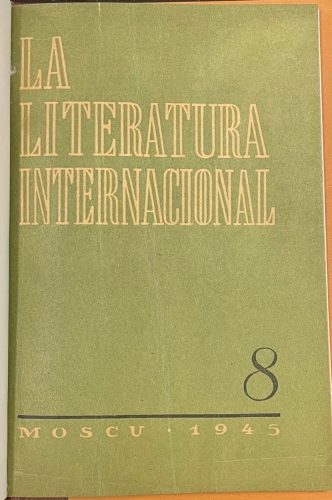 Portada de La Literatura Internacional. Mosc� A�o IV, n� 8, 1945 - Vsevolod Ivanov