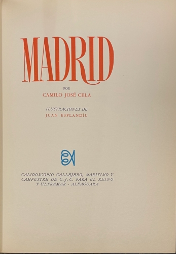 Portada de Madrid - Camilo Jose Cela