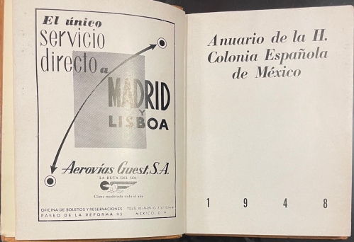 Portada de Anuario de la H. Colonia Espa�ola de M�xico. 1948