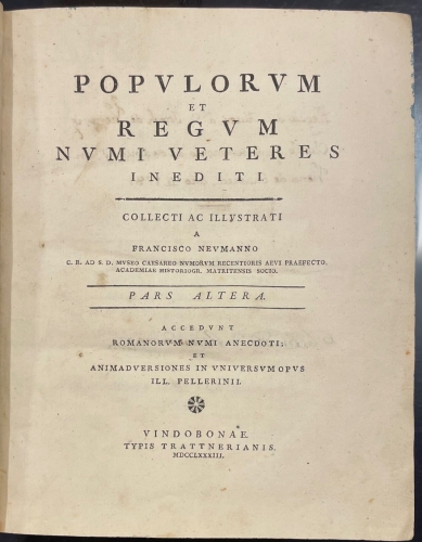 Portada de Populorum et Regum Numi Veteres Inediti. Pars Altera - Francisco Neumanno
