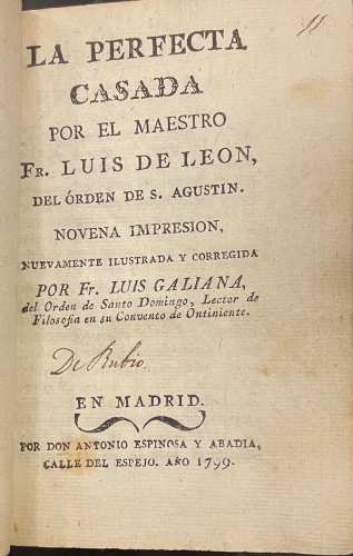 Portada de La Perfecta Casada - Fray Luis de Le�n