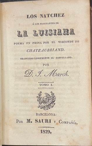 Portada de Los Natchez � Los Habitantes De La Luisiana. - Chateaubriand