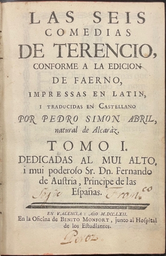 Portada de Las Seis Comedias de Terencio - Terencio