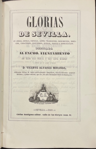Portada de Glorias de Sevilla. - Vicente Alvarez Miranda. Seraf�n Adame y Mu�oz