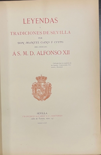 Portada de Leyendas y Tradiciones de Sevilla - Manuel Cano Cueto