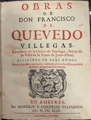 Portada de Obras de Don Francisco de Quevedo Villegas - Francisco de Quevedo Villegas