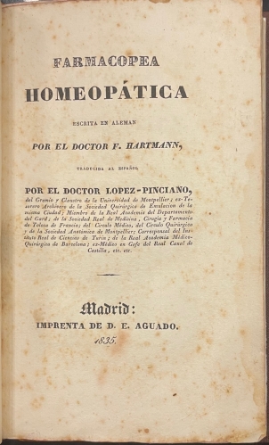 Portada de Farmacopea Homeop�tica - F. Hartmann