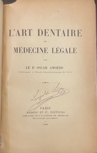 Portada de L'Art Dentaire en Medecine Legale - Oscar Amo�do