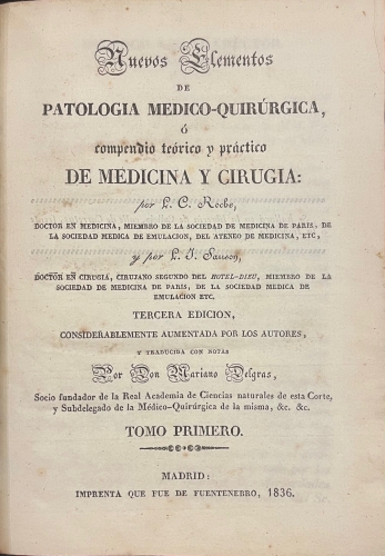 Portada de Nuevos Elementos de Patologia Medico-Quirurgica o Tratado Te�rico y Pr�ctico de Medicina y Cirujia - Roche, Sanson