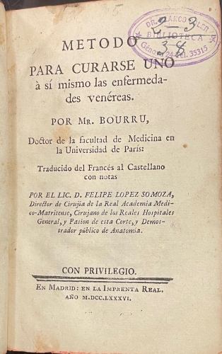 Portada de Metodo para Curarse Uno a s� mismo las enfermedades ven�reas - Bourru