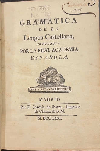 Portada de Gram�tica de la Lengua Castellana compuesta por la Real Academia Espa�ala.  - Real Academia Espa�ola