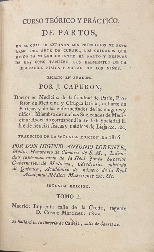 Portada de Curso Te�rico y Pr�ctico de Partos - J. Capuron