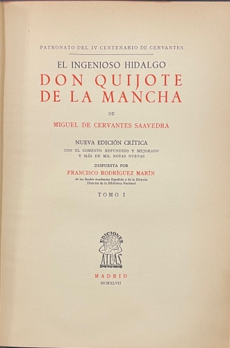 Portada de El Ingenioso Hidalgo Don Quijote de la Mancha. Nueva edici�n cr�tica por Francisco Rodr�guez Mar�n - Miguel de Cervantes Saavedra