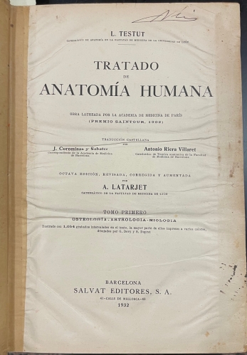 Portada de Tratado de Anatomia Humana - L. Testut