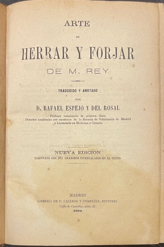 Portada de Arte de Herrar y Forjar - M. Rey