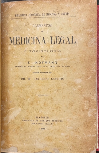 Portada de Elementos de Medicina Legal y Toxicolog�a - E. Hofmann