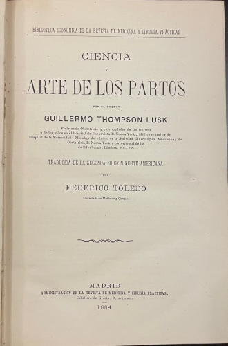 Portada de Ciencia y Arte de los Partos - Guillermo Thompson Lusk