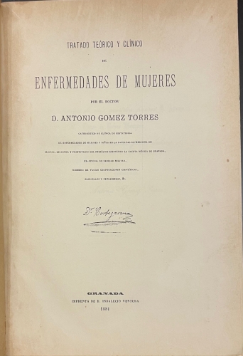 Portada de Tratado Te�rico y Cl�nico de Enfermedades de Mujeres - Antonio Gomez Torres