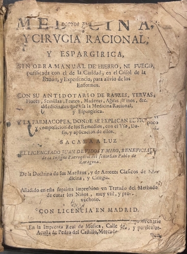 Portada de Medicina y Cirugia Racional y Espargirica - Juan de Vidos y Miro