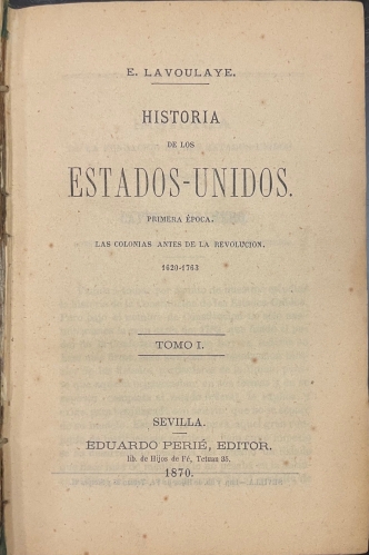 Portada de Historia de los Estados Unidos - E. Lavoulaye