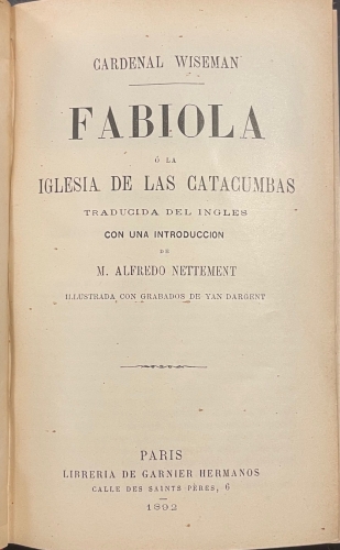 Portada de Fabiola o la Iglesia de las Catacumbas - Cardenal Wiseman